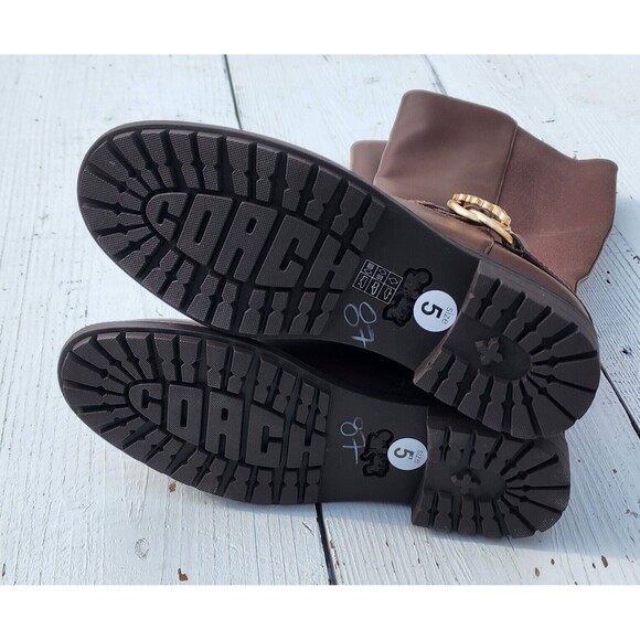 Coach Women's Walnut Farrah Leather Riding Boots Sz 5 Eu 35.5 - Picture 6 of 13